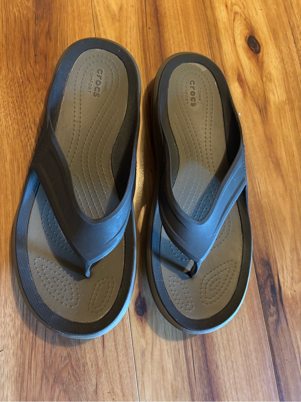 CROCS Black and Gray Men's Flip Flop Sandals